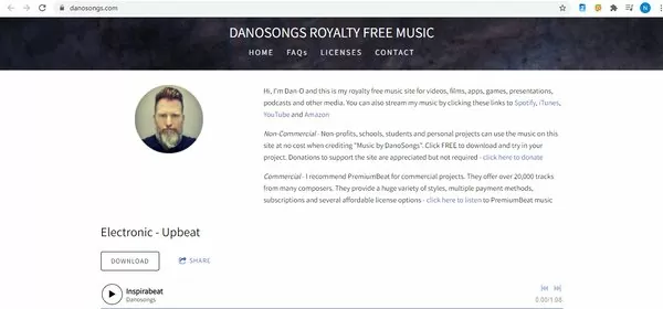 Giao diện của Danosongs Royalty