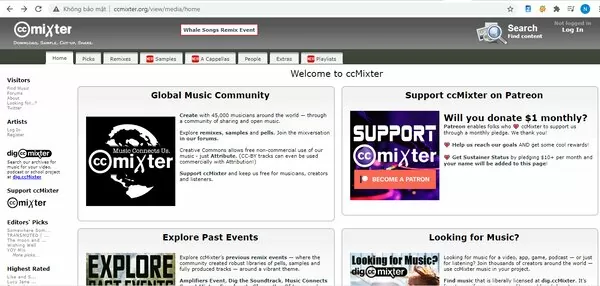Giao diện của ccMixter